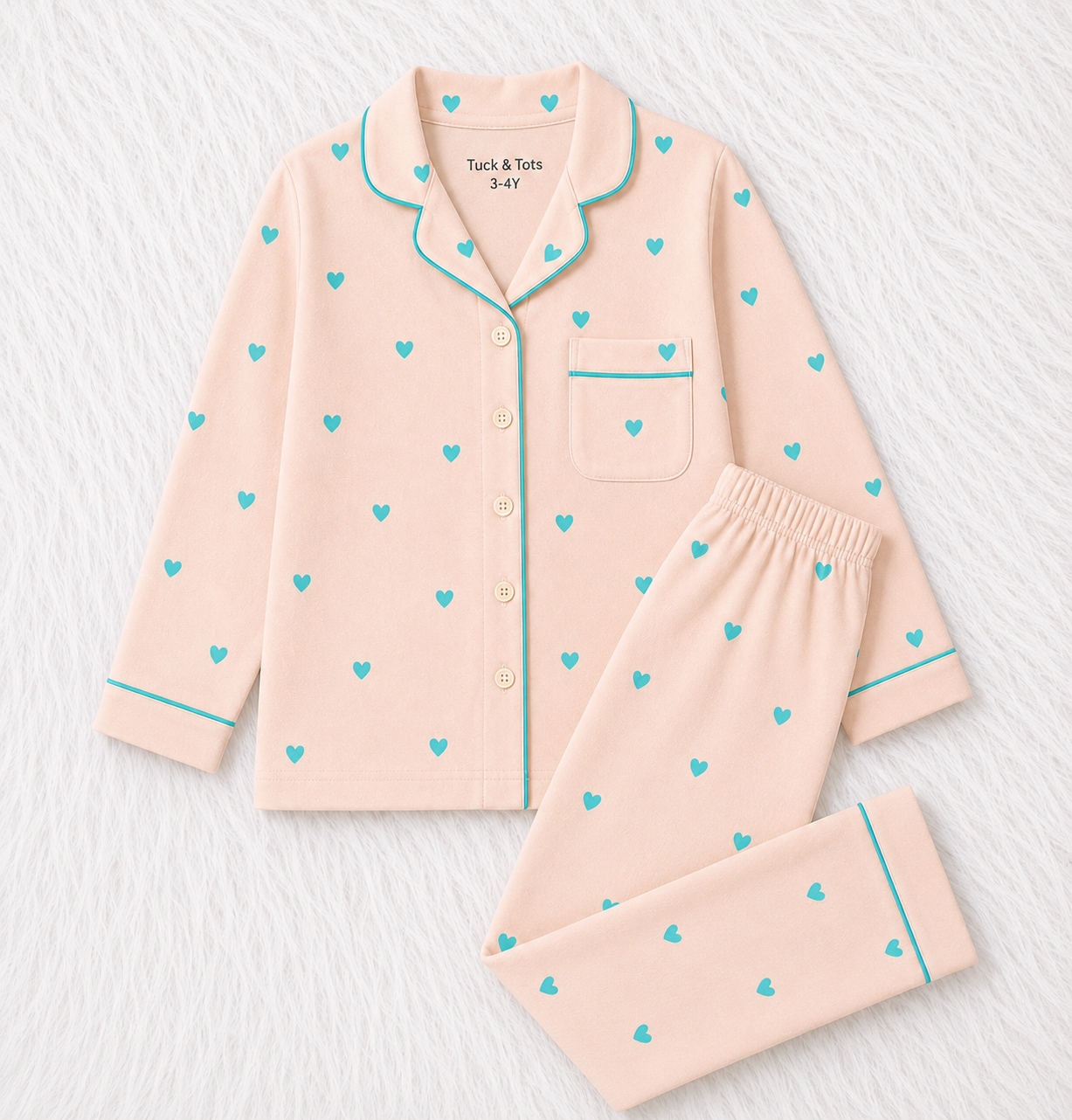 Little Love Nightsuit- white with red hearts