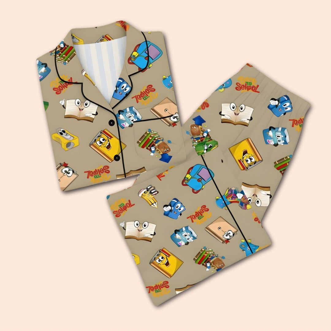 School Doodles Print Nightsuit