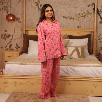 Blush Bubbles Print Nightsuit