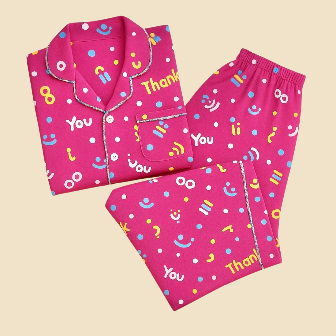 Pop of Thanks Print Nightsuit