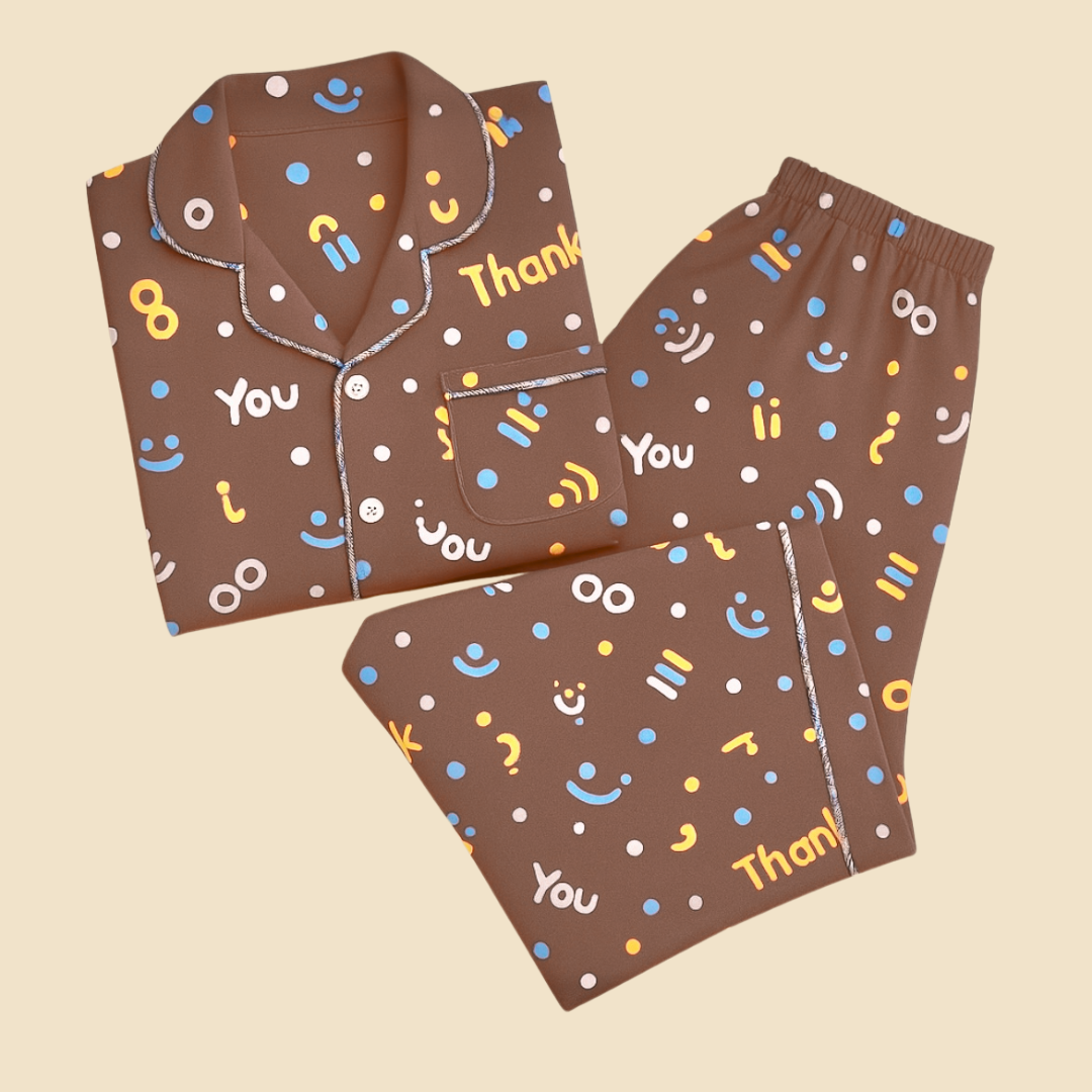 Pop of Thanks Print Nightsuit