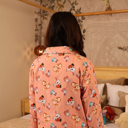 Bunny Hugs Print Nightsuit