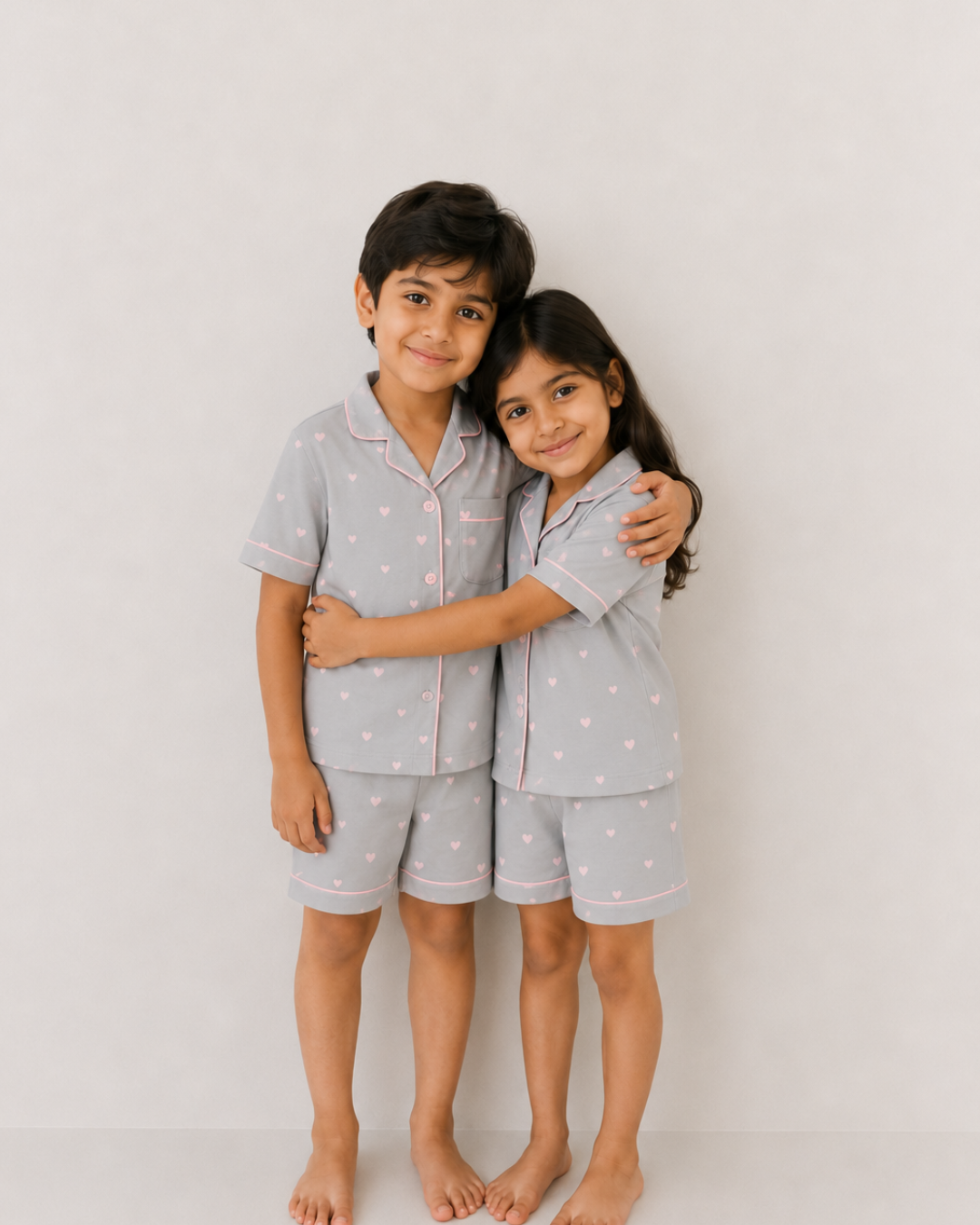 Little Love Nightsuit- White with Red hearts