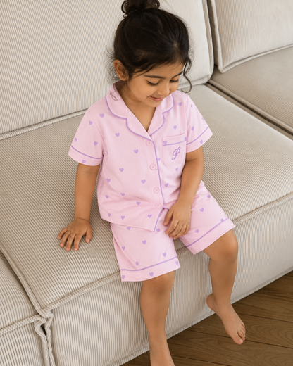 Little Love Nightsuit- White with Red hearts