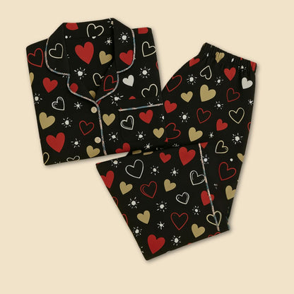 Soft Hearts Print Nightsuit