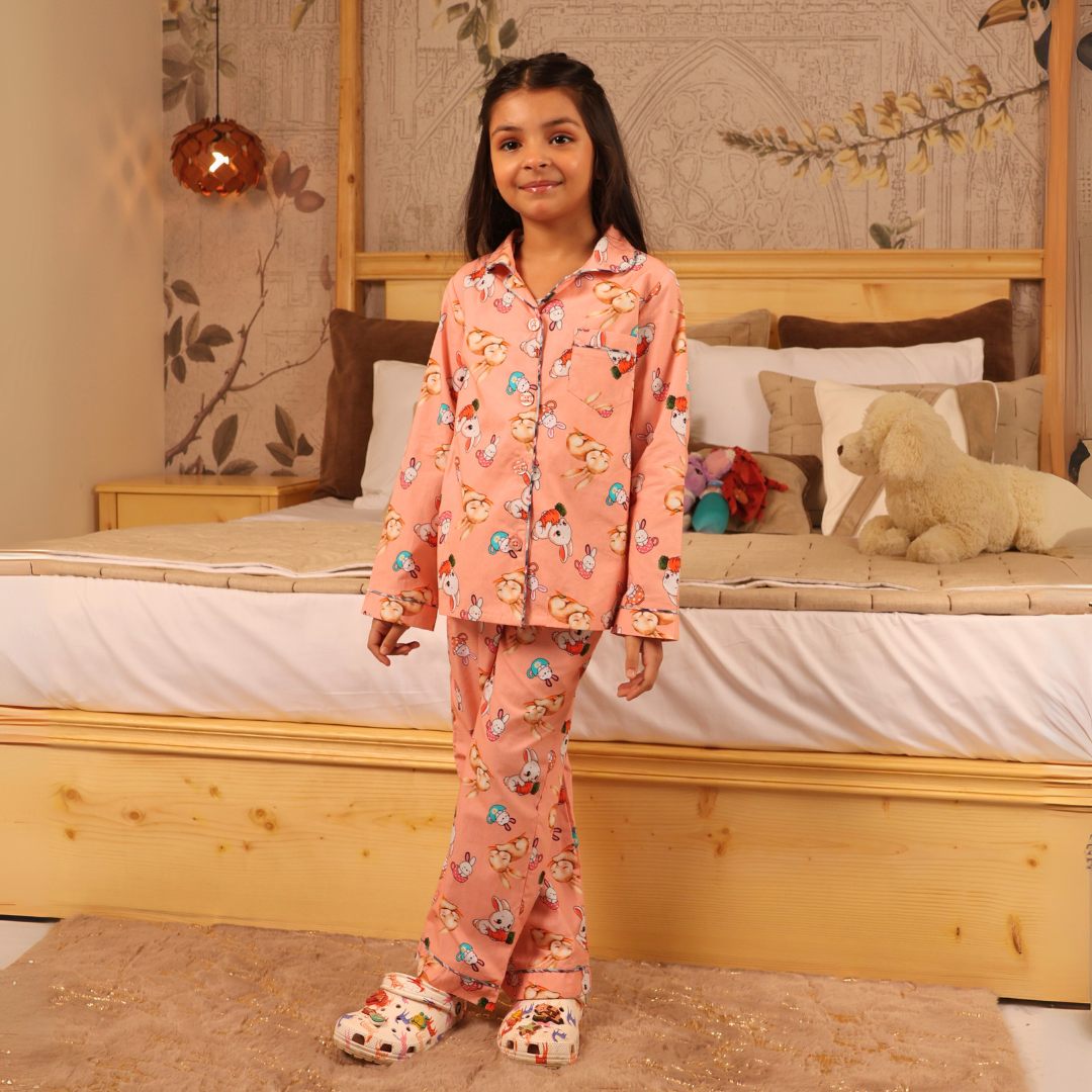 Bunny Hugs Print Nightsuit