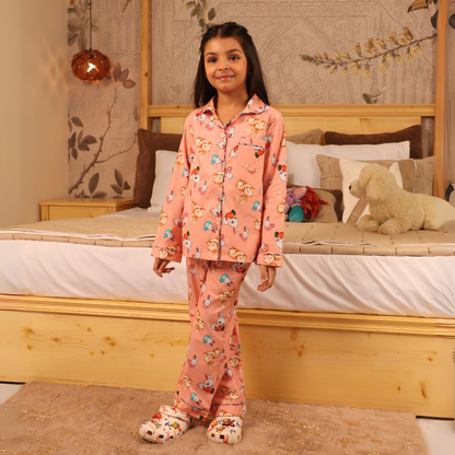 Bunny Hugs Print Nightsuit