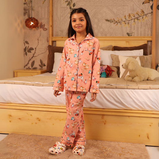 Bunny Hugs Print Nightsuit