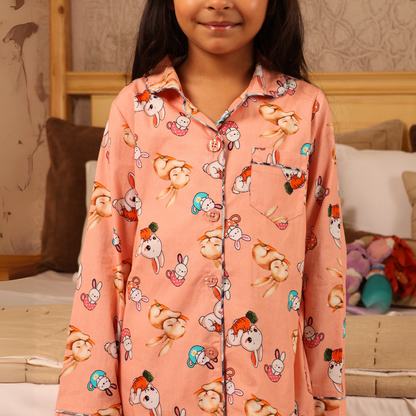 Bunny Hugs Print Nightsuit