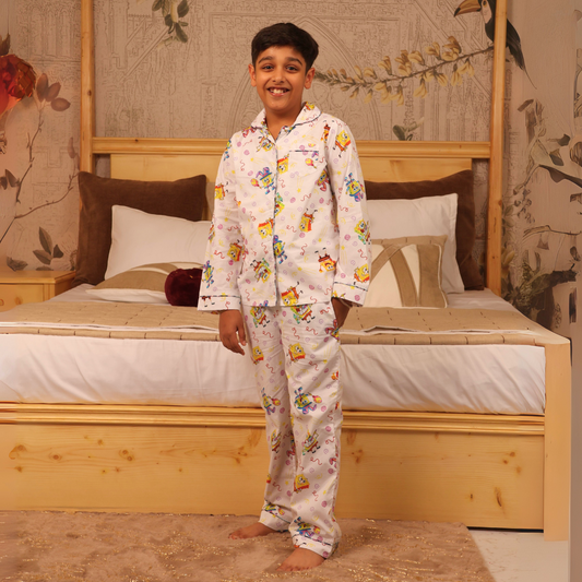 Cartoon Smiles Print Nightsuit