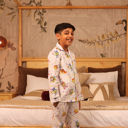 Cartoon Smiles Print Nightsuit