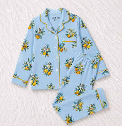Citrus Bloom Nightsuit- Baby Blue