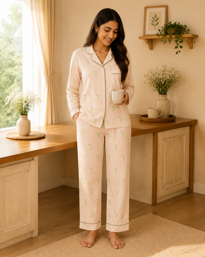 Matcha Dreams Nightsuit - Beige