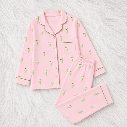 Matcha Dreams Nightsuit - Baby Pink
