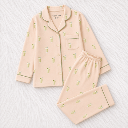Matcha Dreams Nightsuit - Baby Pink