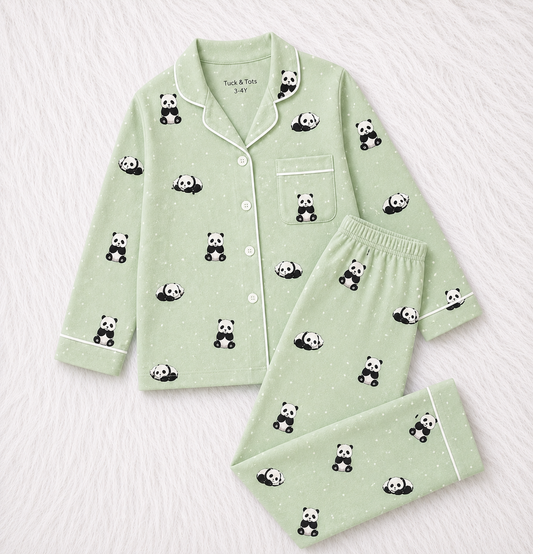 Panda Snooze Nightsuit- Green