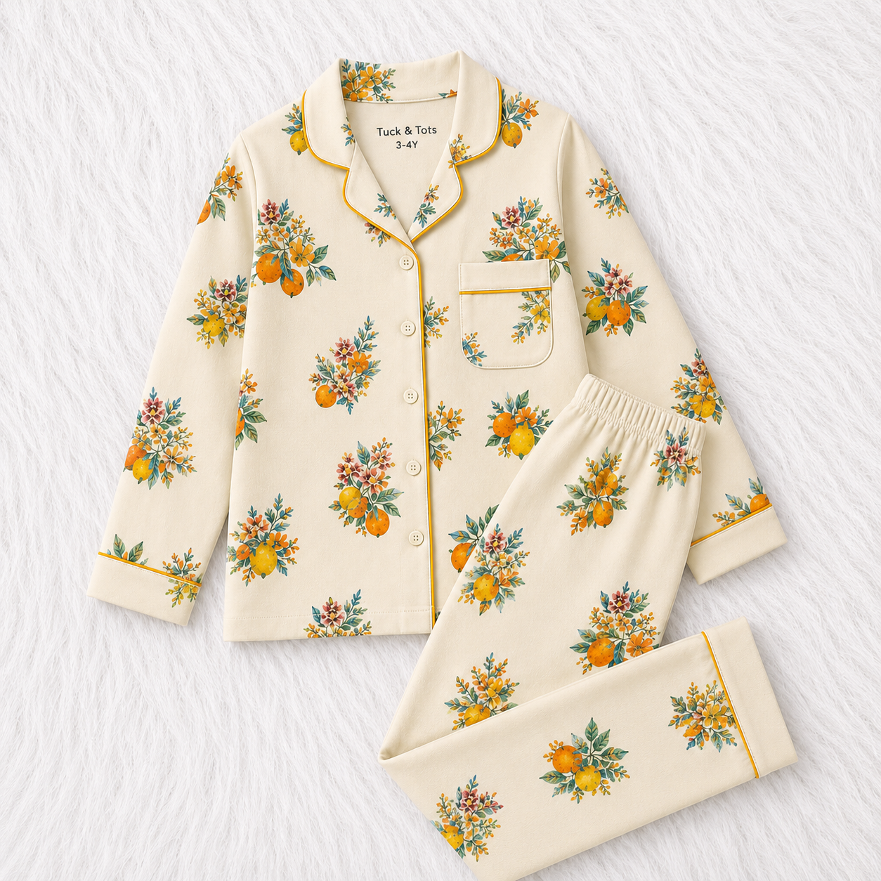Citrus Bloom Nightsuit- Baby Blue