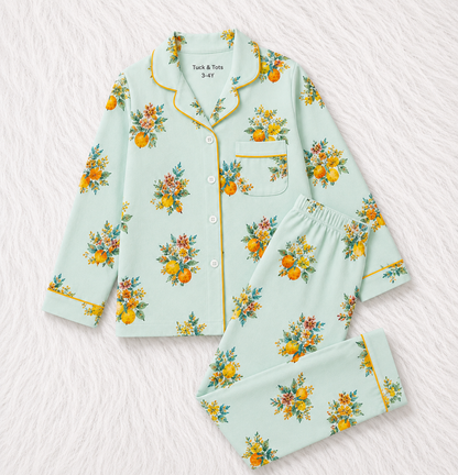 Citrus Bloom Nightsuit- Baby Blue