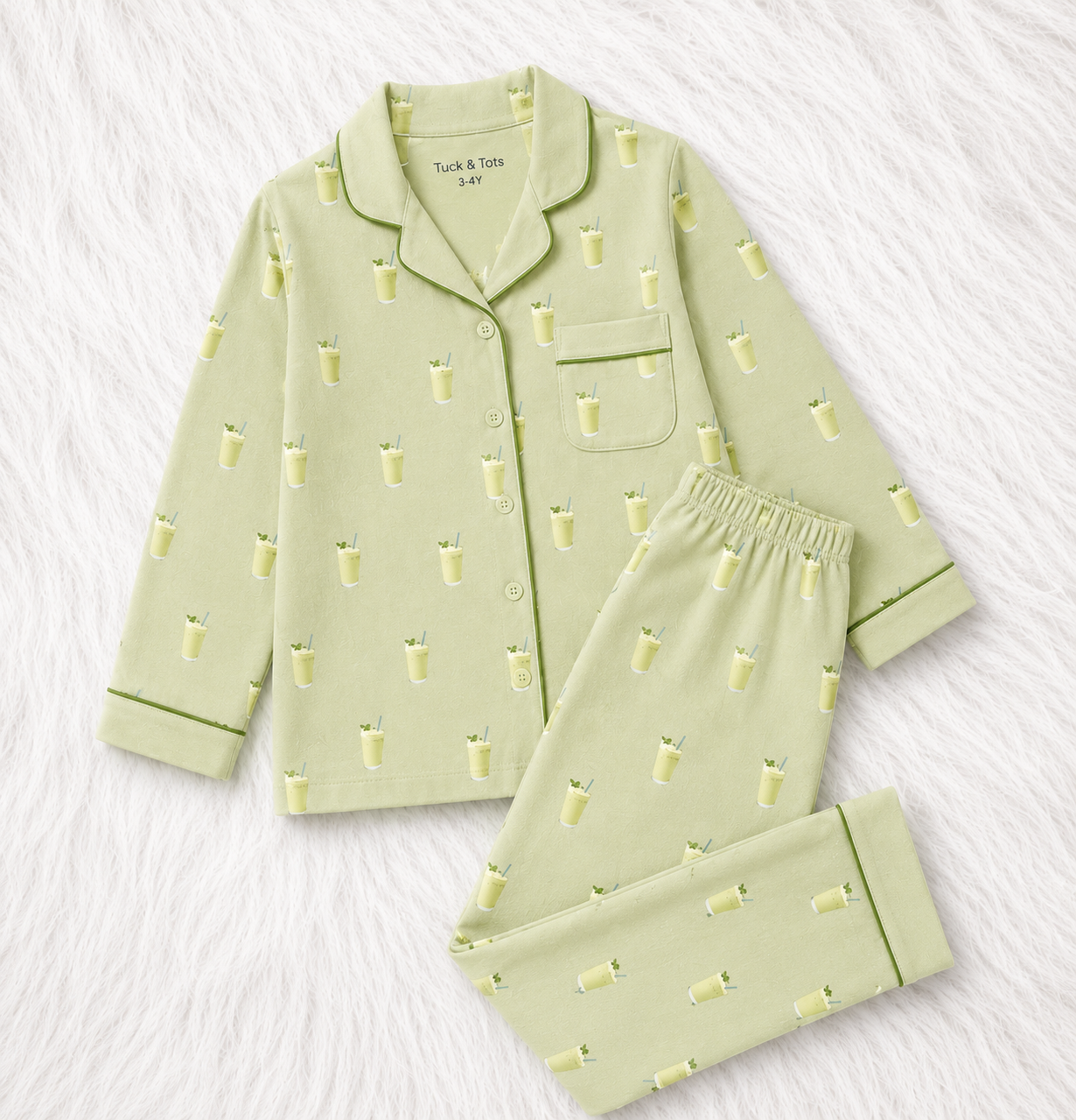 Matcha Dreams Nightsuit - Baby Pink