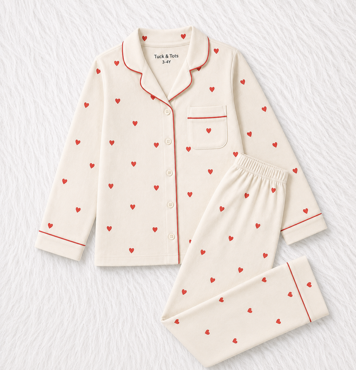 Little Love Nightsuit- white with red hearts