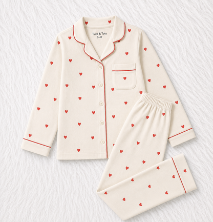 Little Love Nightsuit- white with red hearts
