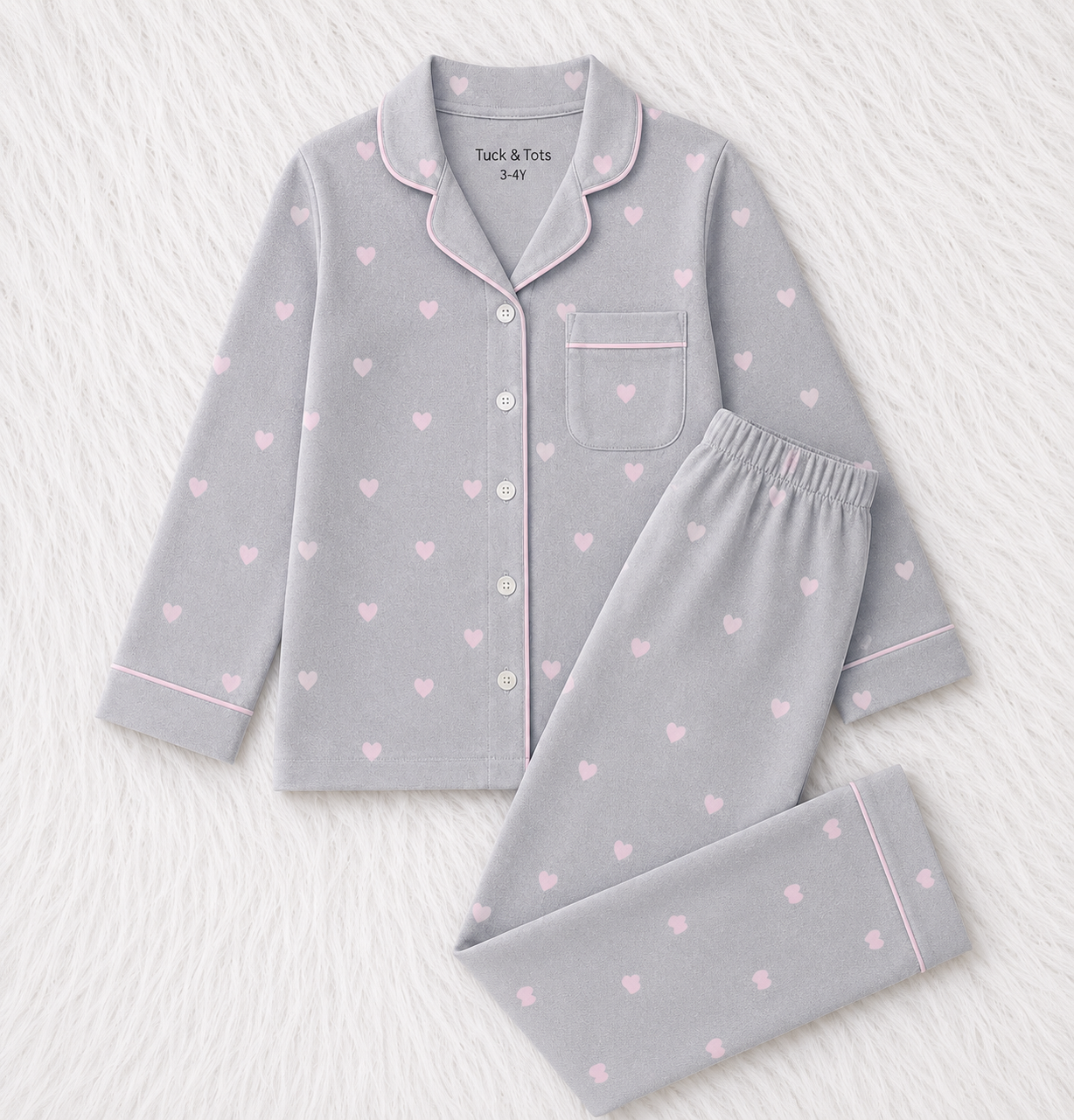Little Love Nightsuit- white with red hearts