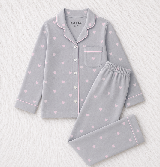 Little Love Nightsuit- white with red hearts