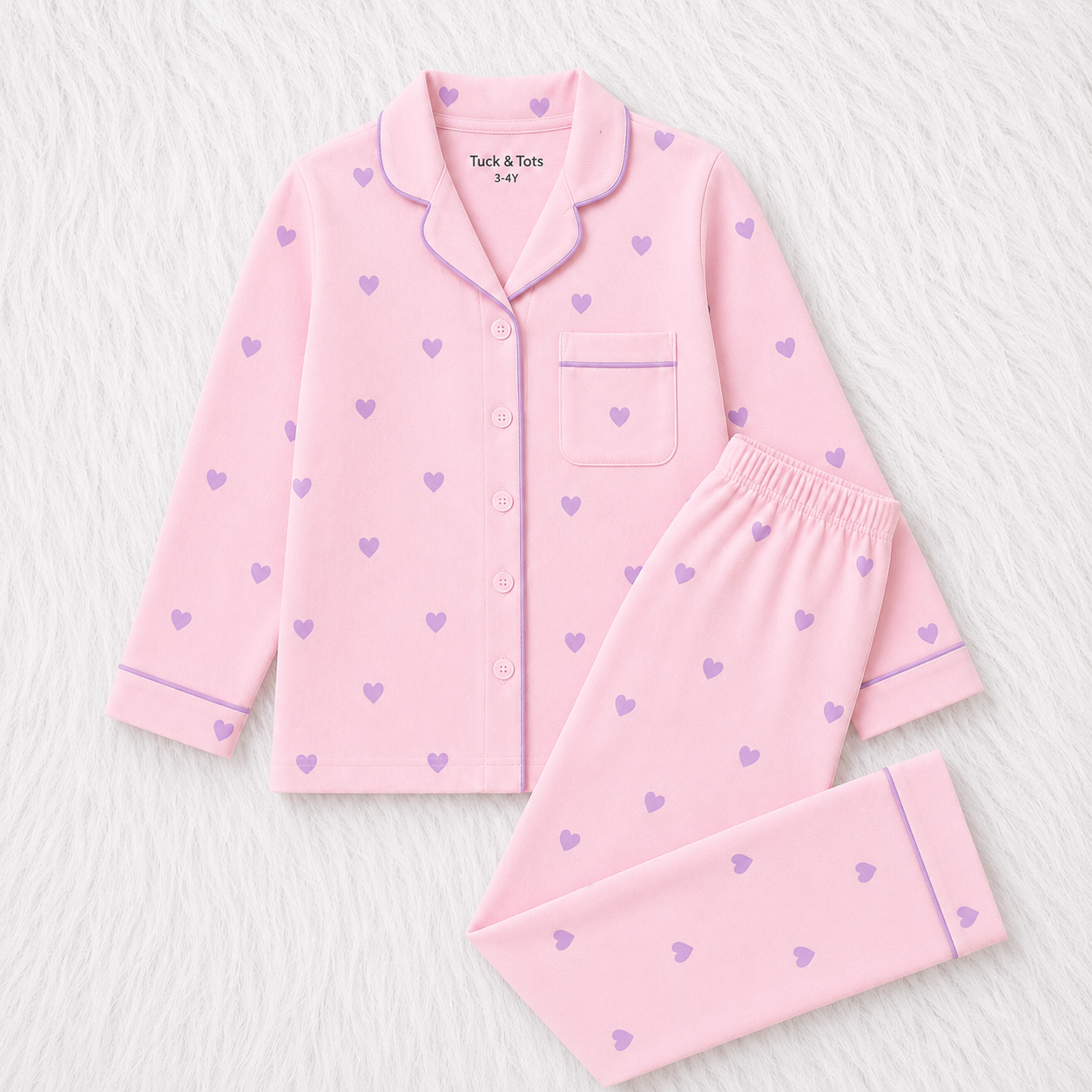 Little Love Nightsuit- white with red hearts