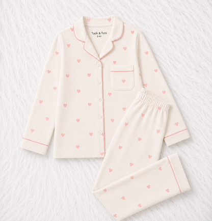 Little Love Nightsuit- white with red hearts