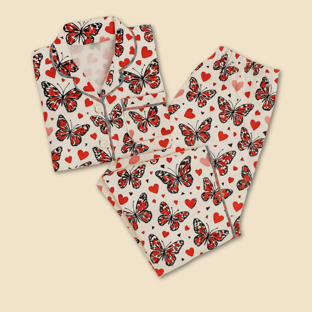 Hearts & Wings Print Nightsuit