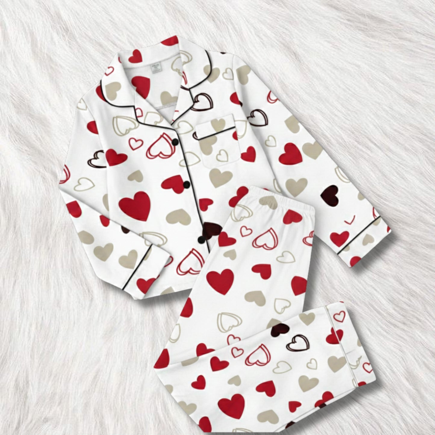 Soft Hearts Print Nightsuit