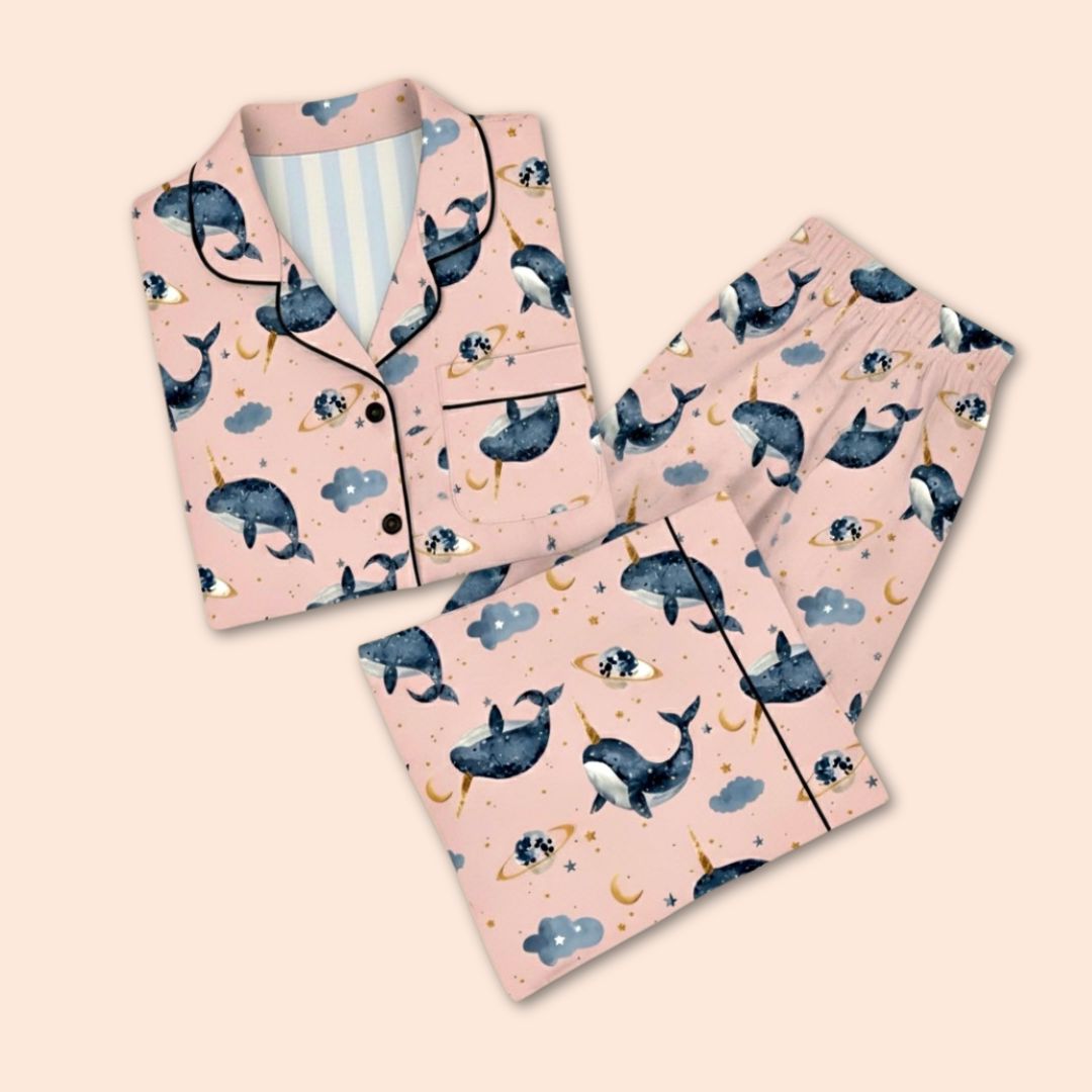 Whale & Moon Print Nightsuit
