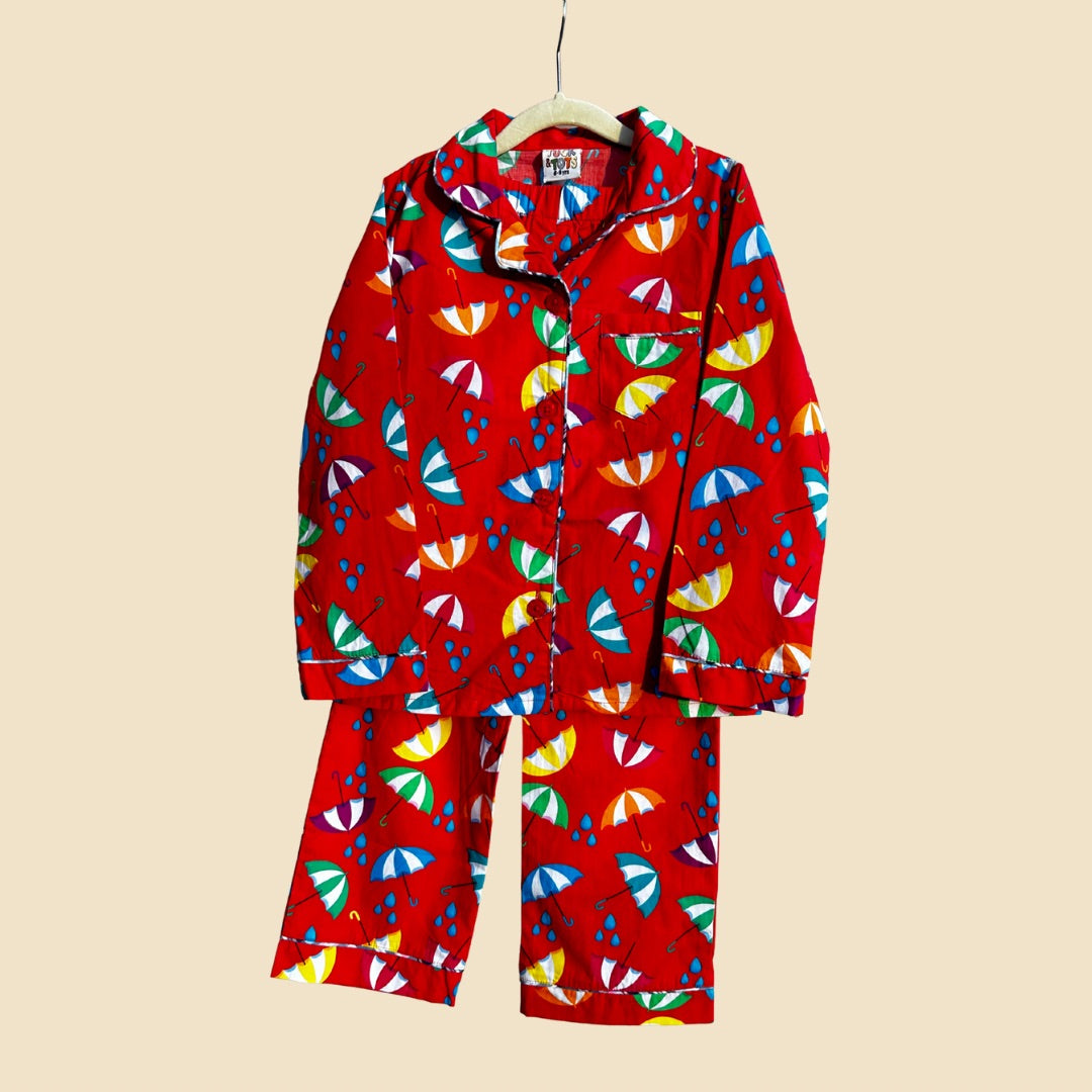 Pitter Patter Umbrella Print Nightsuit