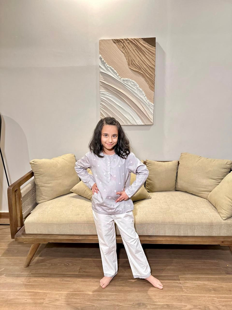 Little Love Nightsuit- White with Red hearts