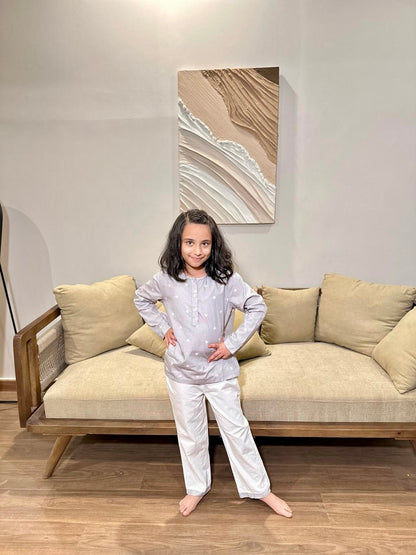 Little Love Nightsuit- White with Red hearts