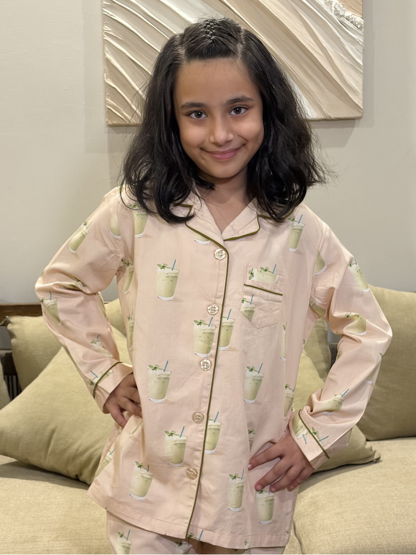 Matcha Dreams Nightsuit - Beige