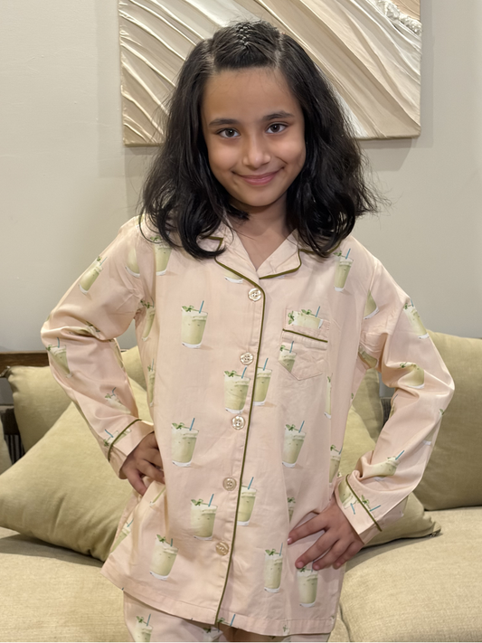 Matcha Dreams Nightsuit - Baby Pink
